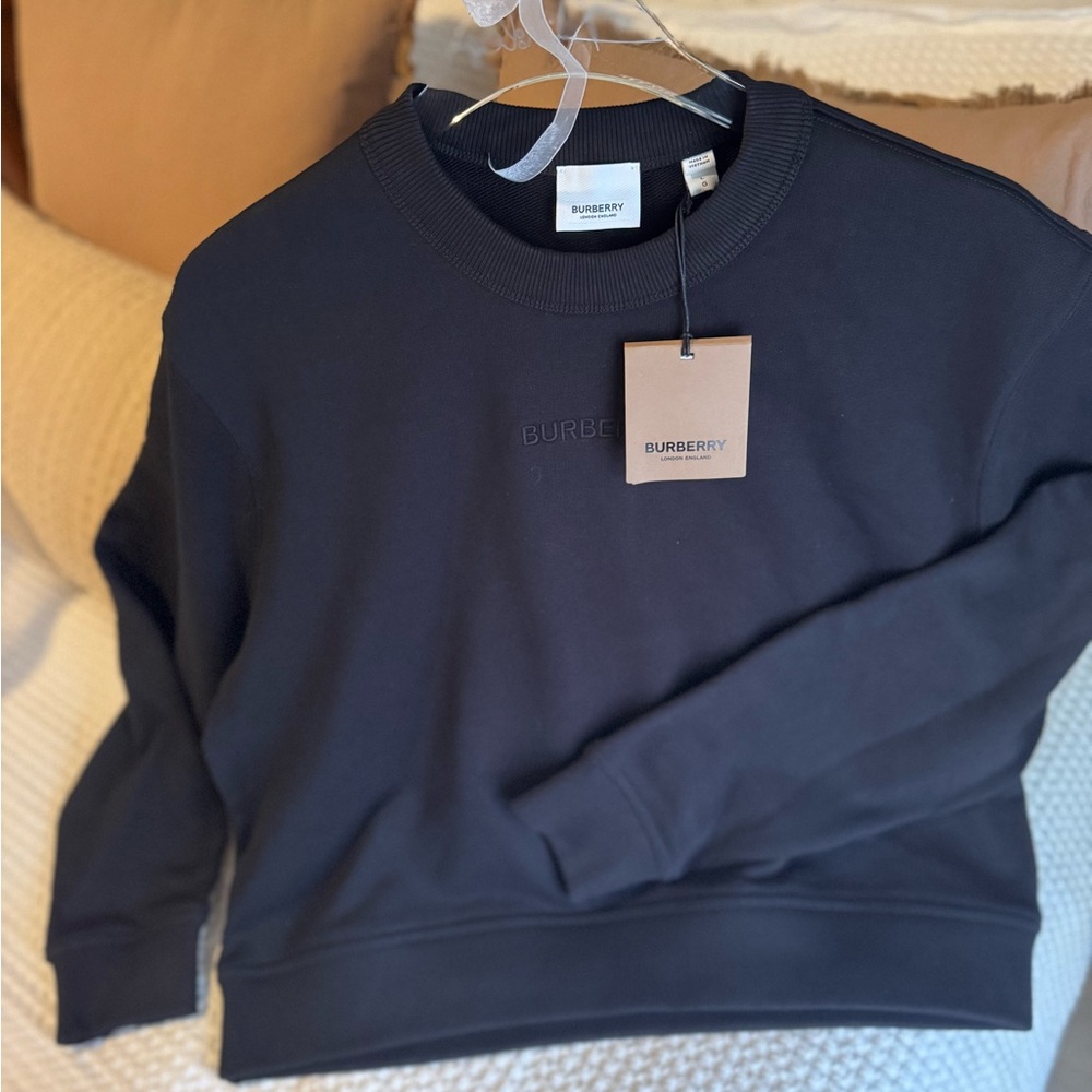 Burberry Womens Organic Cotton Black Crewneck Sweatshirt 🖤 NEW with TAGS!!!
